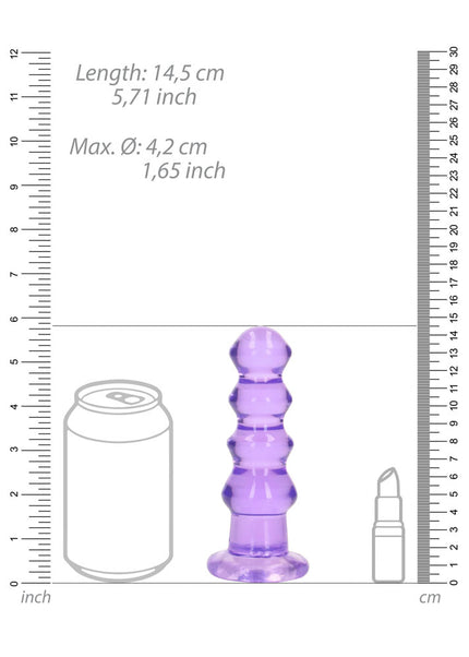 REALROCK Crystal Clear Curvy Anal Plug – Purple | 14 cm