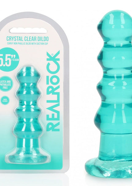 REALROCK Crystal Clear Curvy Anal Plug – Turquoise | 14 cm