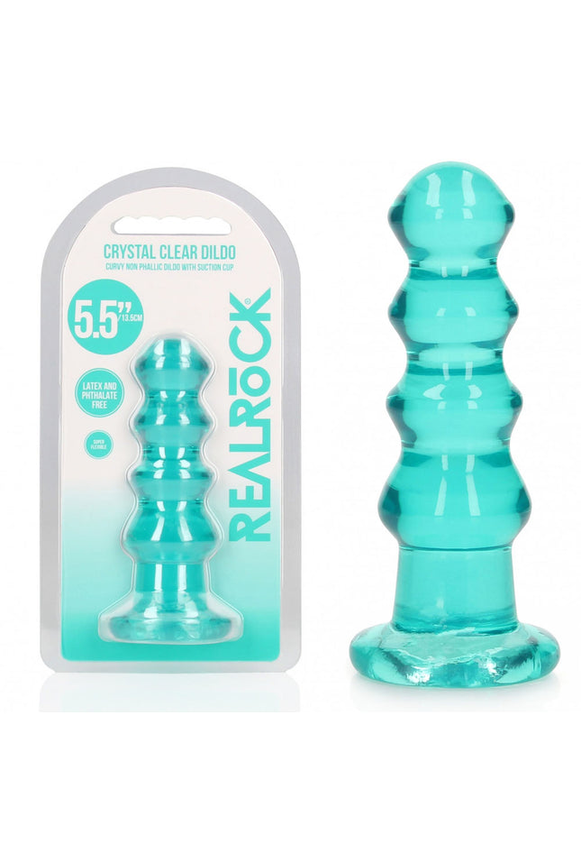 REALROCK Crystal Clear Curvy Anal Plug – Turquoise | 14 cm