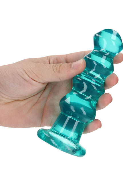 REALROCK Crystal Clear Curvy Anal Plug – Turquoise | 14 cm