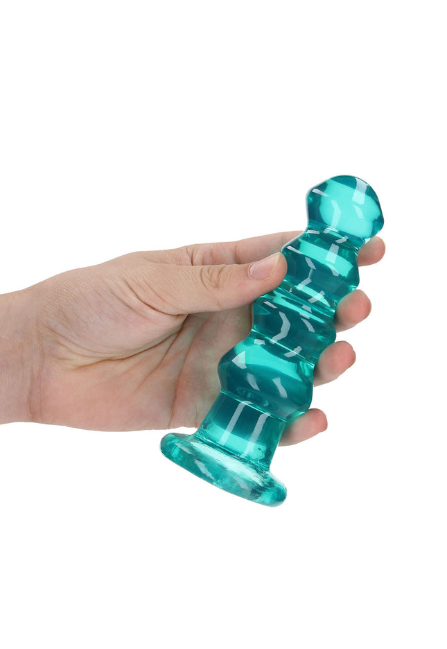 REALROCK Crystal Clear Curvy Anal Plug – Turquoise | 14 cm
