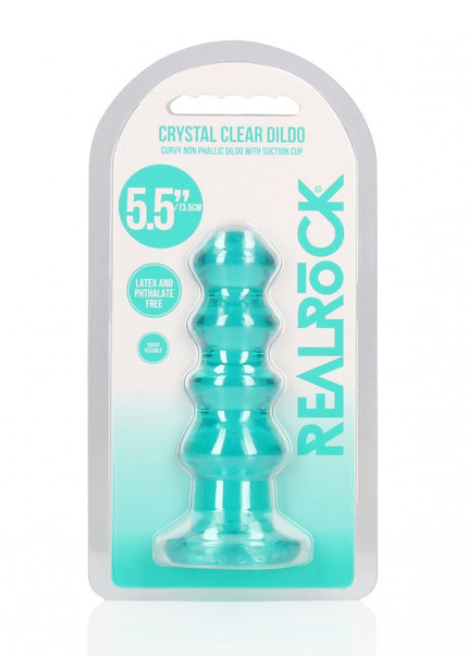 REALROCK Crystal Clear Curvy Anal Plug – Turquoise | 14 cm