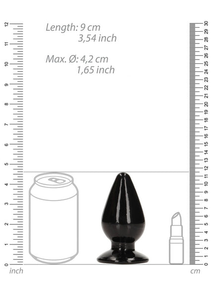 REALROCK 11.5 cm Anal Plug - Black - Black 11.5 cm (4.5'') Butt Plug