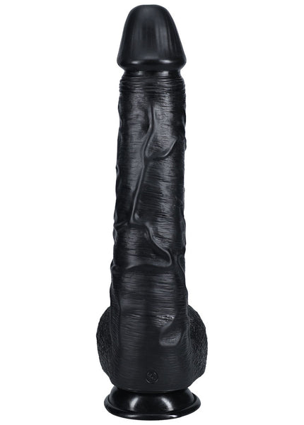 REALROCK 38cm Extra Long Dildo with Balls - Black - Black 38 cm (15'') Extra Long Dong