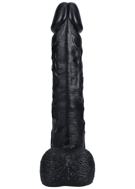 REALROCK 38cm Extra Long Dildo with Balls - Black - Black 38 cm (15'') Extra Long Dong