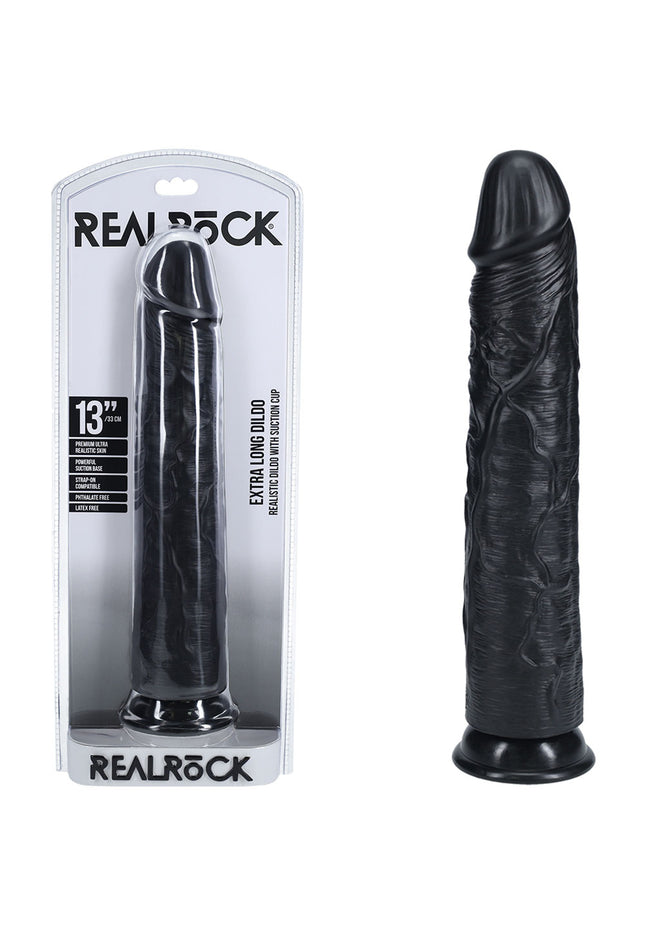 REALROCK 33cm Extra Long Dildo - Black - Black 33 cm (13'') Extra Long Dong