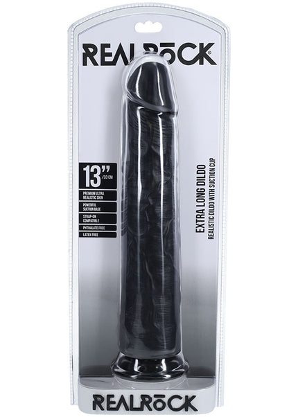REALROCK 33cm Extra Long Dildo - Black - Black 33 cm (13'') Extra Long Dong