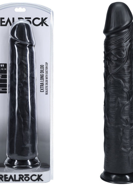 REALROCK 38cm Extra Long Dildo - Black - Black 38 cm (15'') Extra Long Dong