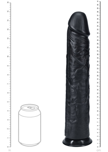 REALROCK 38cm Extra Long Dildo - Black - Black 38 cm (15'') Extra Long Dong