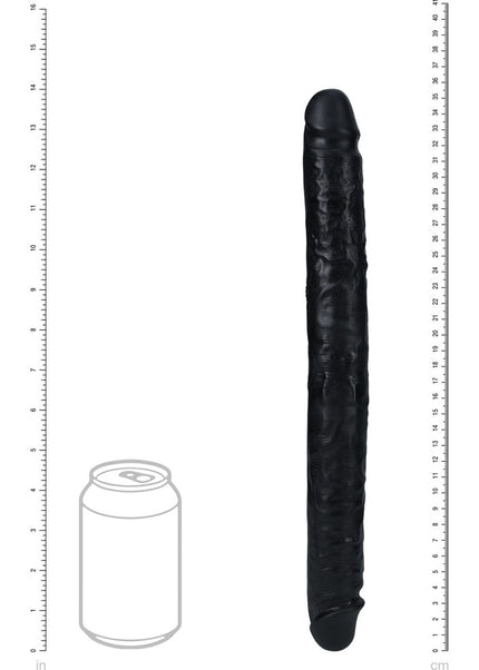 REALROCK 35cm Slim Double Dildo - Black - Black 35 cm (14'') Double Dong