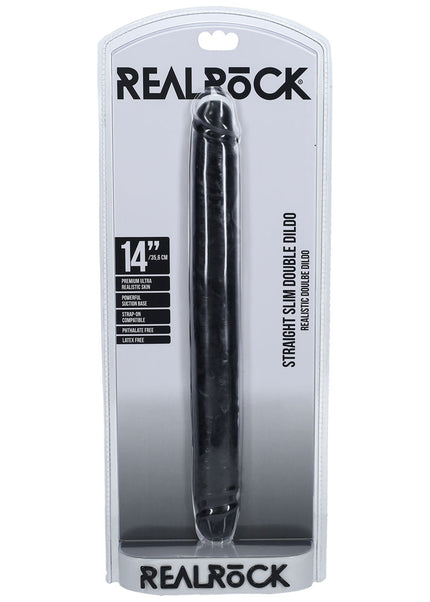 REALROCK 35cm Slim Double Dildo - Black - Black 35 cm (14'') Double Dong