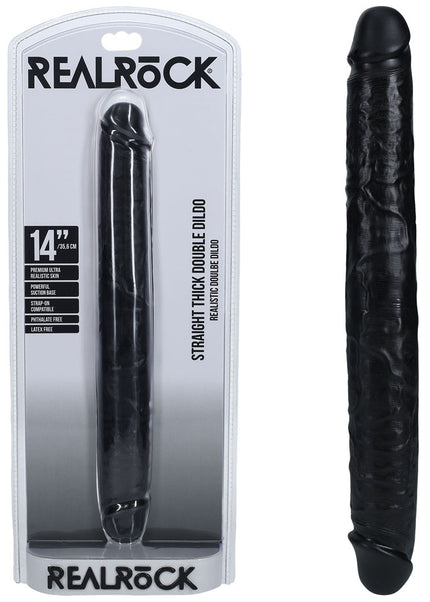 REALROCK 35cm Thick Double Dildo - Black - Black 35 cm (14'') Thick Double Dong
