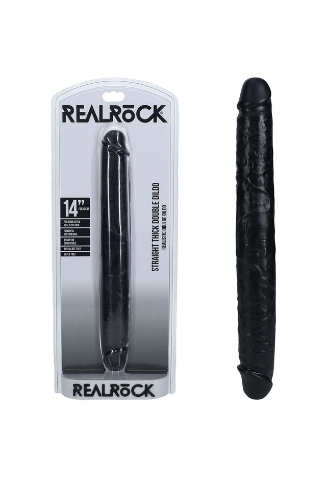 REALROCK 35cm Thick Double Dildo - Black - Black 35 cm (14'') Thick Double Dong