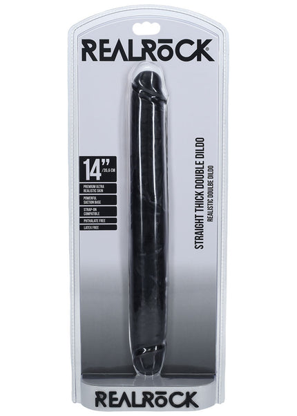 REALROCK 35cm Thick Double Dildo - Black - Black 35 cm (14'') Thick Double Dong