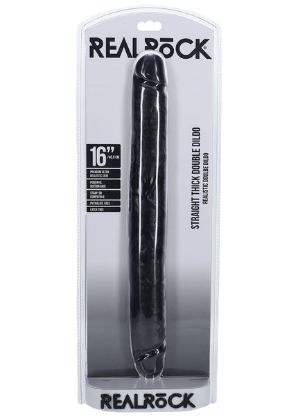 REALROCK 40cm Thick Double Dildo - Black - Black 40 cm (16'') Thick Double Dong