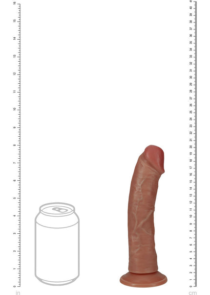 REALROCK 20cm Vibrating + Rotating Cock - Tan - Tan 20.3 cm (8'') USB Rechargeable Vibrating and Rotating Dong