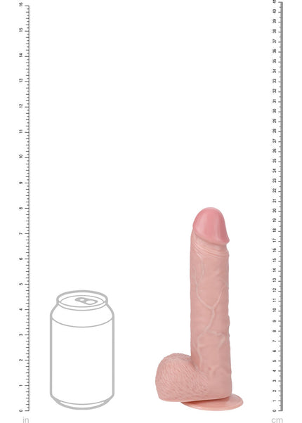 REALROCK 20cm Vibrating + Rotating Cock + Balls - Flesh - Flesh 20.3 cm (8'') USB Rechargeable Vibrating and Rotating Dong
