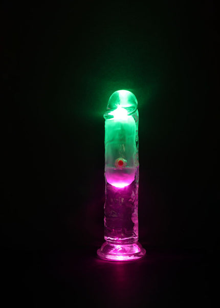 REALROCK 6'' No Balls Wireless Rechargeable LED Vibrating Dong - Clear with LED 16.5 cm USB Rechargeable Vibrating Dong with Remote