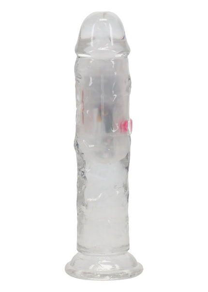 REALROCK 6'' No Balls Wireless Rechargeable LED Vibrating Dong - Clear with LED 16.5 cm USB Rechargeable Vibrating Dong with Remote