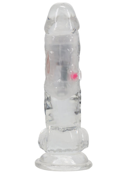 REALROCK 6'' with Balls Wireless Rechargeable LED Vibrating Dong - Clear with LED 16.2 cm USB Rechargeable Vibrating Dong with Remote
