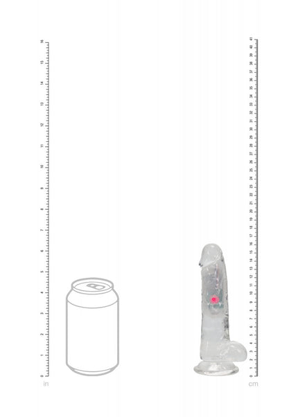 REALROCK 6'' with Balls Wireless Rechargeable LED Vibrating Dong - Clear with LED 16.2 cm USB Rechargeable Vibrating Dong with Remote