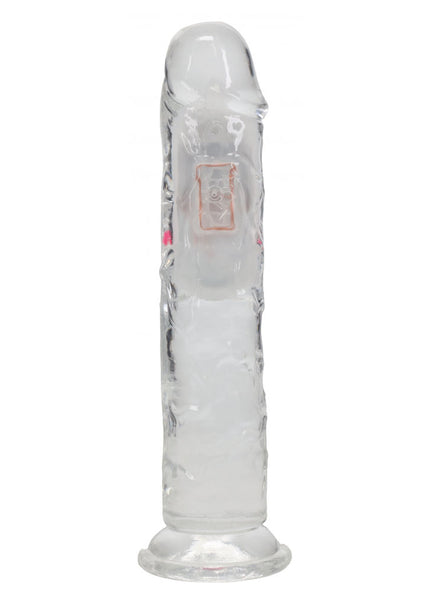 REALROCK 7'' No Balls Wireless Rechargeable LED Vibrating Dong - Clear with LED 20 cm USB Rechargeable Vibrating Dong with Remote