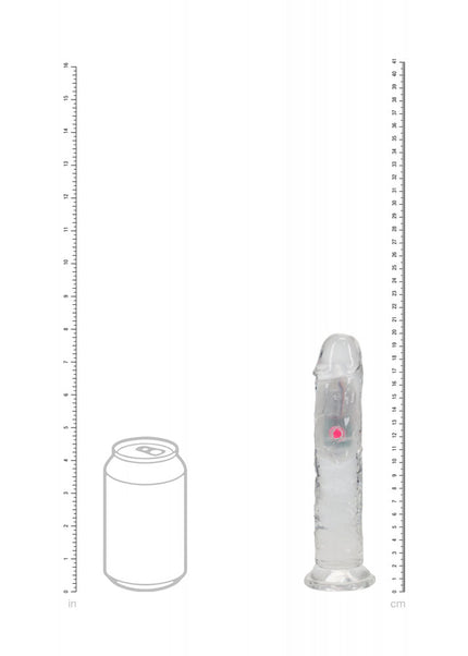REALROCK 7'' No Balls Wireless Rechargeable LED Vibrating Dong - Clear with LED 20 cm USB Rechargeable Vibrating Dong with Remote
