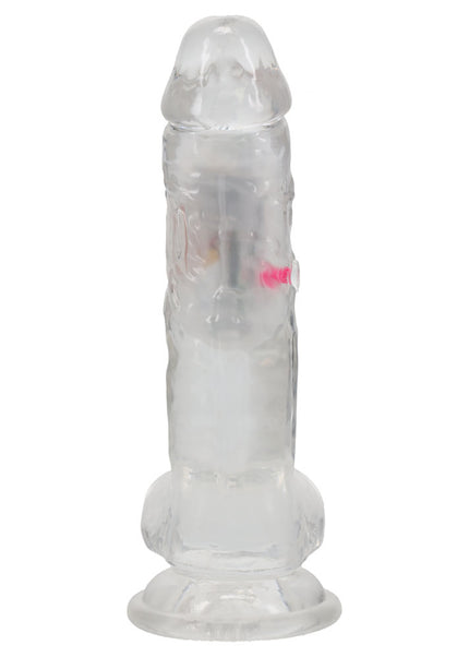 REALROCK 7'' with Balls Wireless Rechargeable LED Vibrating Dong - Clear with LED 19.5 cm USB Rechargeable Vibrating Dong with Remote