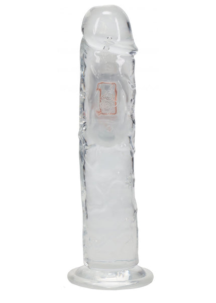 REALROCK 8'' No Balls Wireless Rechargeable LED Vibrating Dong - Clear with LED 22 cm USB Rechargeable Vibrating Dong with Remote