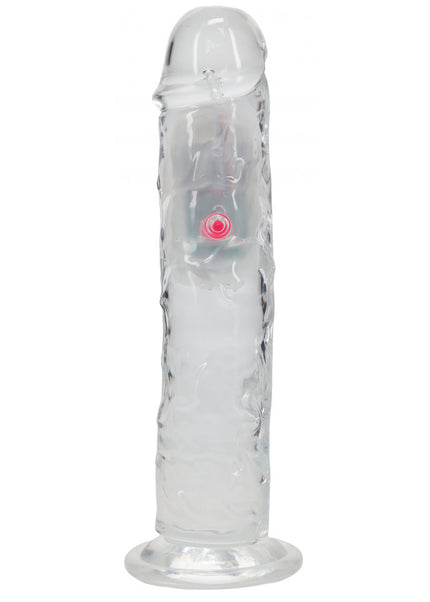 REALROCK 8'' No Balls Wireless Rechargeable LED Vibrating Dong - Clear with LED 22 cm USB Rechargeable Vibrating Dong with Remote