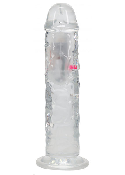 REALROCK 8'' No Balls Wireless Rechargeable LED Vibrating Dong - Clear with LED 22 cm USB Rechargeable Vibrating Dong with Remote