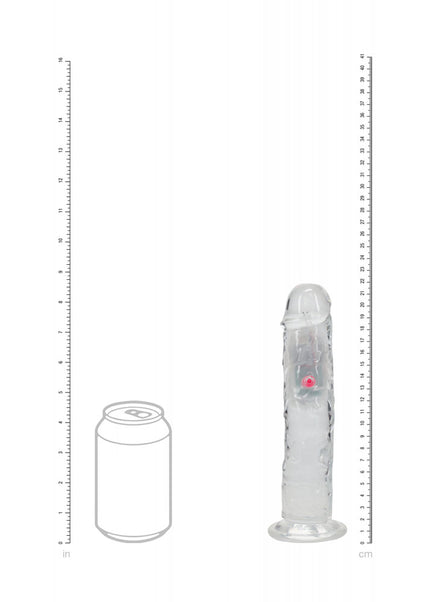 REALROCK 8'' No Balls Wireless Rechargeable LED Vibrating Dong - Clear with LED 22 cm USB Rechargeable Vibrating Dong with Remote