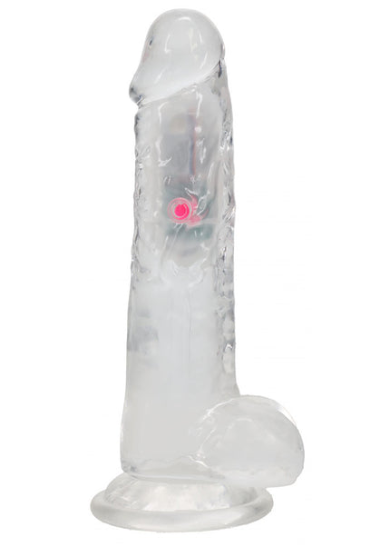 REALROCK 8'' with Balls Wireless Rechargeable LED Vibrating Dong - Clear with LED 22.5 cm USB Rechargeable Vibrating Dong with Remote