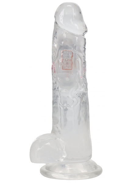 REALROCK 8'' with Balls Wireless Rechargeable LED Vibrating Dong - Clear with LED 22.5 cm USB Rechargeable Vibrating Dong with Remote