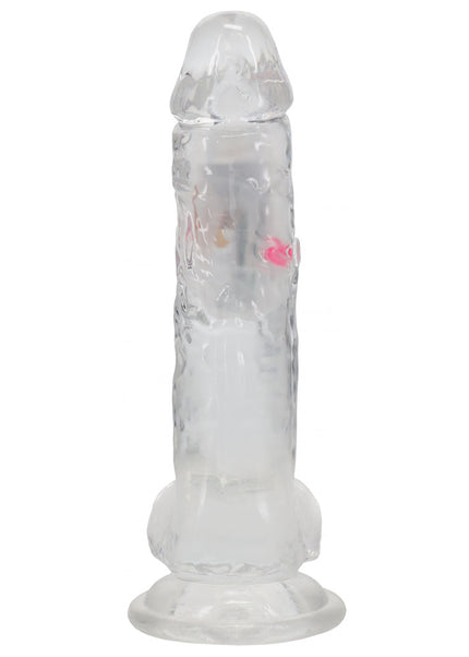 REALROCK 8'' with Balls Wireless Rechargeable LED Vibrating Dong - Clear with LED 22.5 cm USB Rechargeable Vibrating Dong with Remote