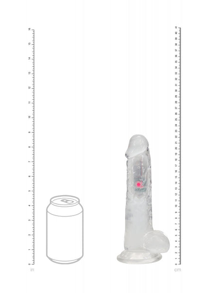 REALROCK 8'' with Balls Wireless Rechargeable LED Vibrating Dong - Clear with LED 22.5 cm USB Rechargeable Vibrating Dong with Remote