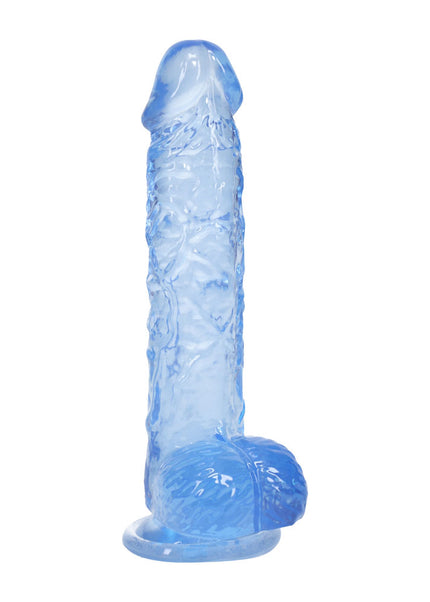 REALROCK 5'' Crystal Clear Dildo with Balls - Blue - Clear Blue 14.7 cm Dong