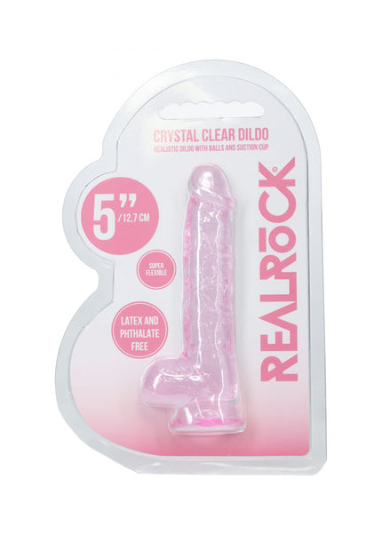 REALROCK 5'' Crystal Clear Dildo with Balls - Pink - Clear Pink 14.7 cm Dong