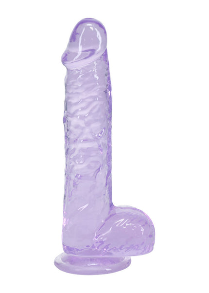 REALROCK 5'' Crystal Clear Dildo with Balls - Purple - Clear Purple 14.7 cm Dong