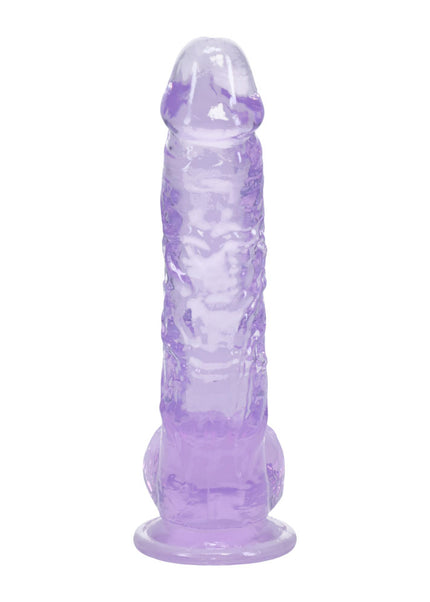 REALROCK 5'' Crystal Clear Dildo with Balls - Purple - Clear Purple 14.7 cm Dong