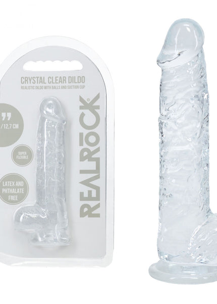 REALROCK 5'' Crystal Clear Dildo with Balls - Clear - Clear 14.7 cm Dong