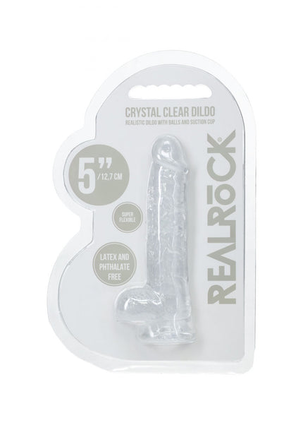 REALROCK 5'' Crystal Clear Dildo with Balls - Clear - Clear 14.7 cm Dong
