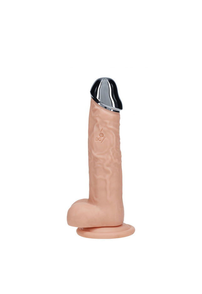 REALROCK Metal Head 6'' Rechargeable Dildo - Flesh - Flesh 16.2 cm USB Rechargeable Vibrating Dildo with Metal Head and Wireless Remote