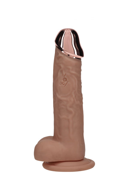 REALROCK Metal Head 6'' Rechargeable Dildo - Tan - Tan 16.2 cm USB Rechargeable Vibrating Dildo with Metal Head and Wireless Remote