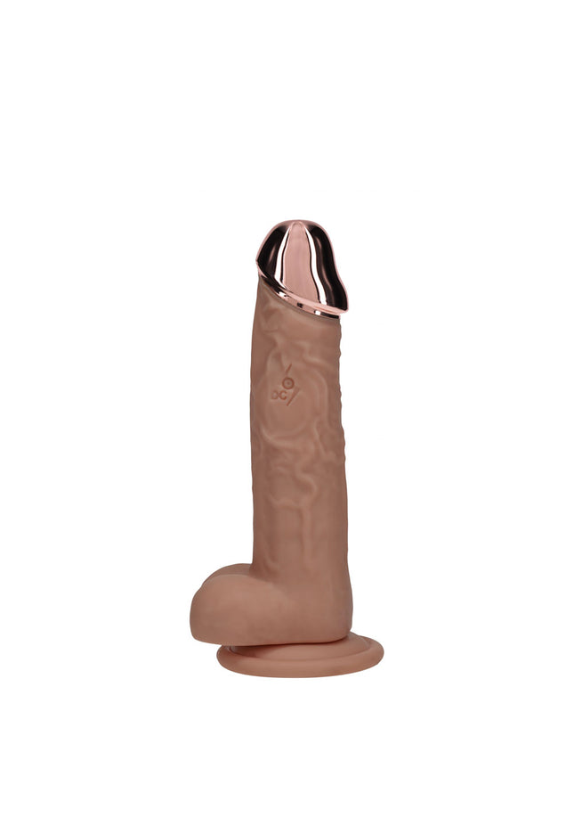 REALROCK Metal Head 6'' Rechargeable Dildo - Tan - Tan 16.2 cm USB Rechargeable Vibrating Dildo with Metal Head and Wireless Remote