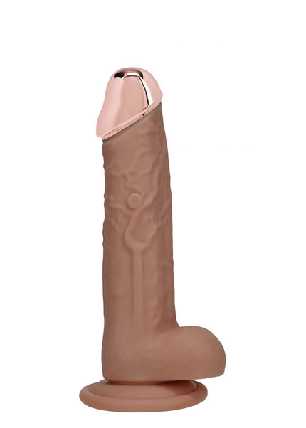 REALROCK Metal Head 6'' Rechargeable Dildo - Tan - Tan 16.2 cm USB Rechargeable Vibrating Dildo with Metal Head and Wireless Remote