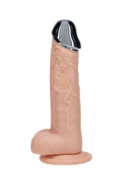 REALROCK Metal Head 7'' Rechargeable Dildo - Flesh - Flesh 19 cm USB Rechargeable Vibrating Dildo with Metal Head and Wireless Remote