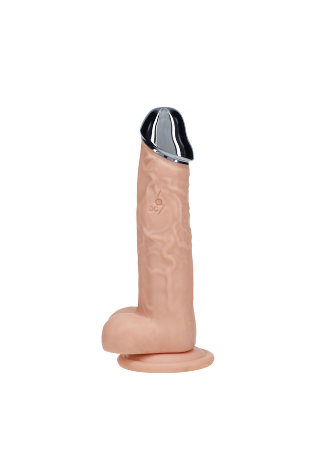 REALROCK Metal Head 7'' Rechargeable Dildo - Flesh - Flesh 19 cm USB Rechargeable Vibrating Dildo with Metal Head and Wireless Remote