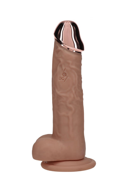 REALROCK Metal Head 7'' Rechargeable Dildo - Tan - Tan 19 cm USB Rechargeable Vibrating Dildo with Metal Head and Wireless Remote