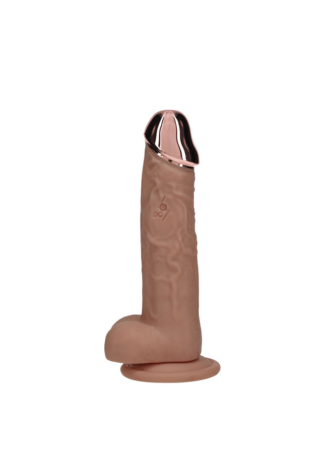 REALROCK Metal Head 7'' Rechargeable Dildo - Tan - Tan 19 cm USB Rechargeable Vibrating Dildo with Metal Head and Wireless Remote
